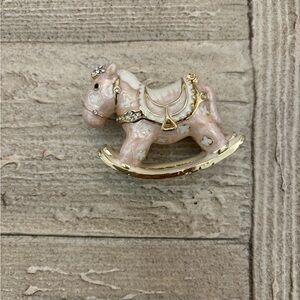 Gold and Cream Rocking Horse Figurine